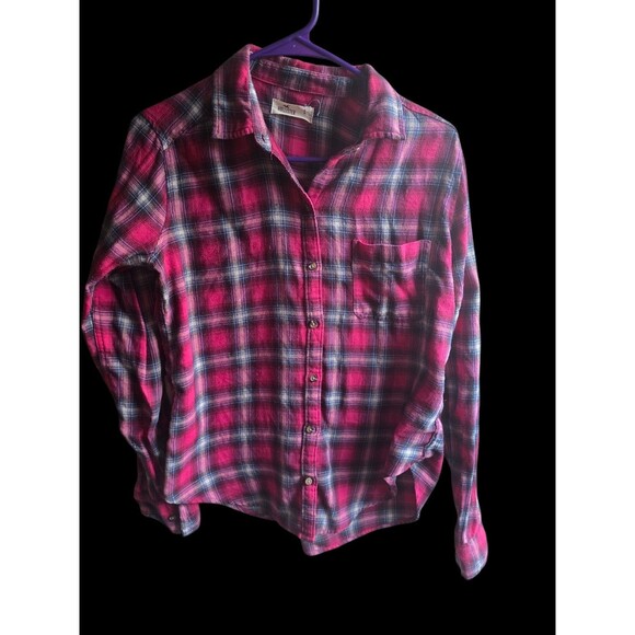 Hollister pink plaid flannel button up shirt SIZE S soft cotton warm winter (I) - Picture 3 of 4